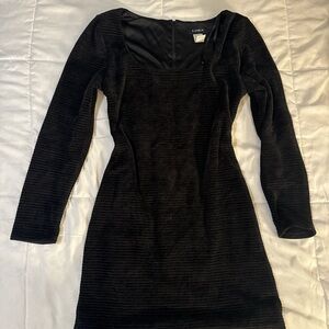 B Darlin Textured Black Long Sleeve Dress
